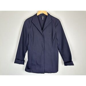 Eileen Fisher Navy Blue Blazer Jacket Italian Fabric Cotton Blend Small Career